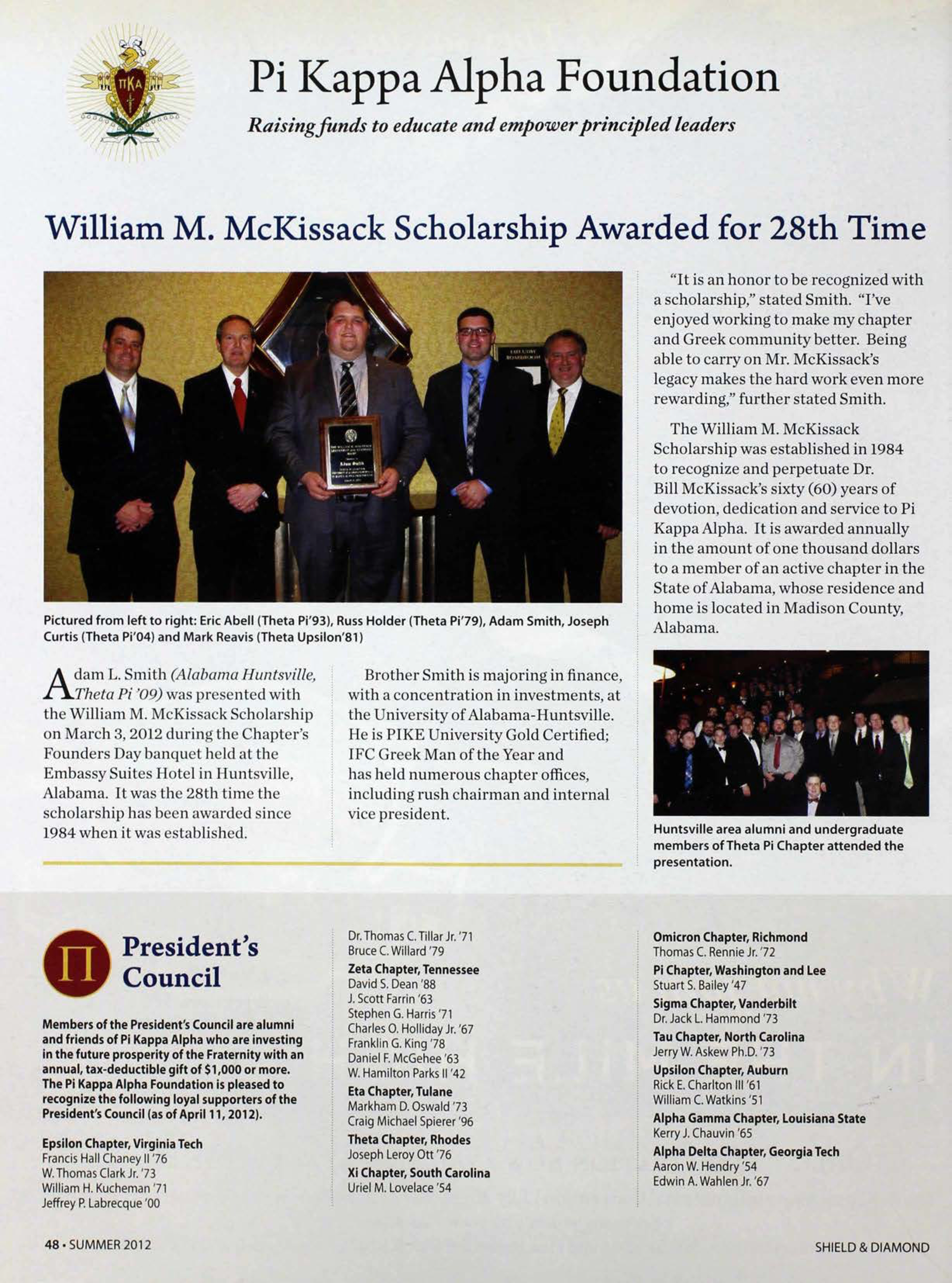 Pi Kappa Alpha Foundation, Summer 2012